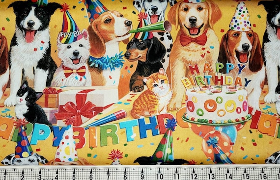 David Textiles Anniversaire Bash Allover Chiens Et Chats Etsy France David Textiles Anniversaire Bash Allover Chiens Et Chats Etsy France