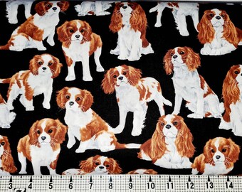 Timeless Treasures King Charles Spaniels C7366 Fabric by the Yard/Piece