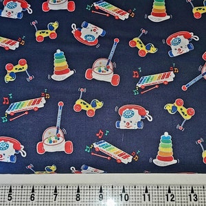 Riley Blake Fisher Price Toys on Navy C9762 Fabric by the Yard//Piece
