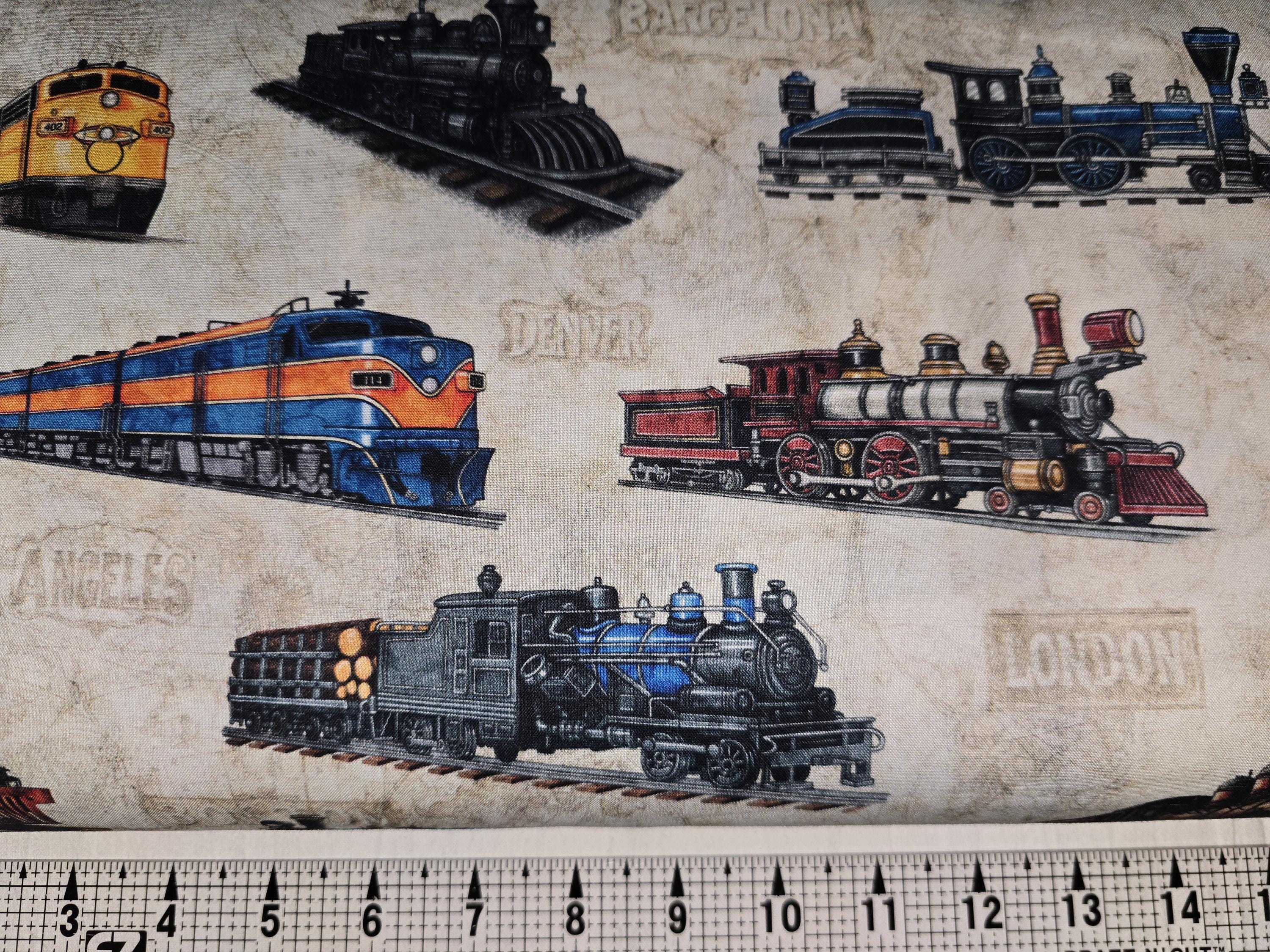 Quilting Treasures Steam and Steel Trains on Cream 2600-31633-E Fabric ...
