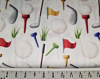 Mook Fabrics Golf Icons on White 116253 Fabric by the Yard//Piece