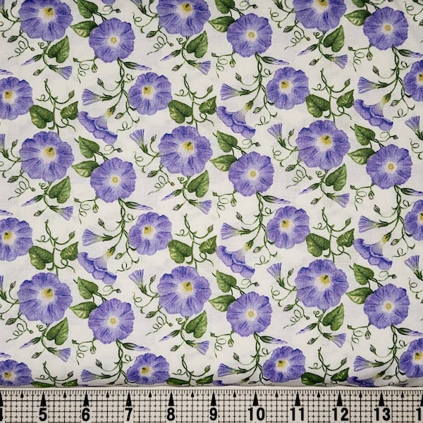 Henry Glass Hydrangea Birdsong Purple Morning Glories 1765 Fabric by the Yard/Piece