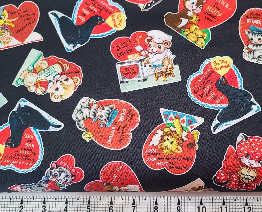 Michael Miller Fabrics Vintage Valentine on Black DCX10988BLACD