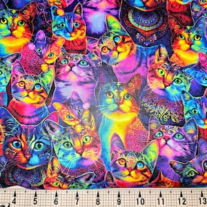 Timeless Treasures Colored Cats CD3031 Fabric by the Yard//Piece