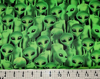 Timeless Treasures Alien Faces CD8842 Fabric by the Yard/Piece