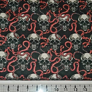Skull Snakes Fabric by the Yard//Piece
