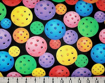 Quilting Treasures Pickleball on Black 1649-29637-J Fabric by the Yard//Piece