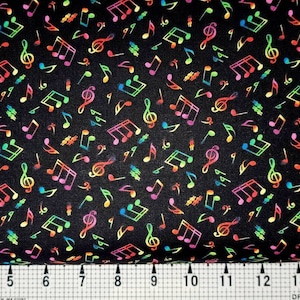 Elizabeth Studios Music Notes Colored 295 Fabric by the Yard/Piece