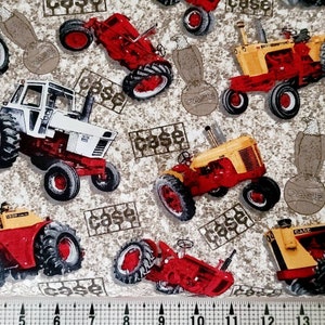 Tracteur Case/IH sur tissu marron 10320 par mètre//pièce