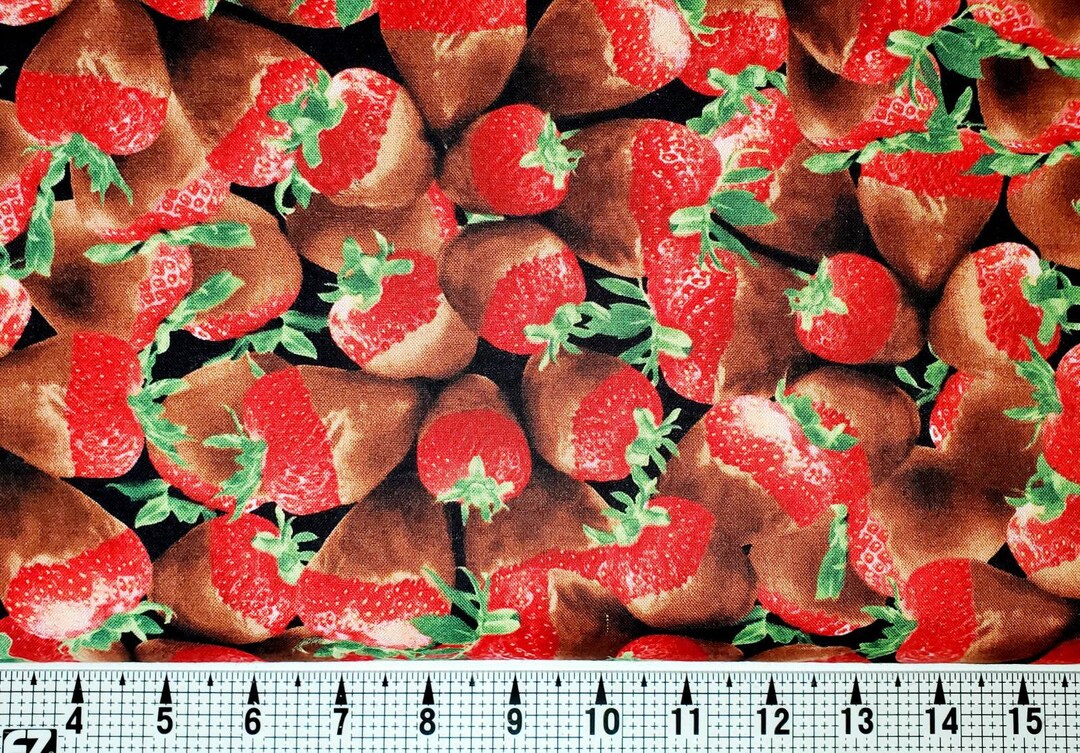 Timeless Treasures Chocolate Covered Strawberries C5892 Fabric by the ...