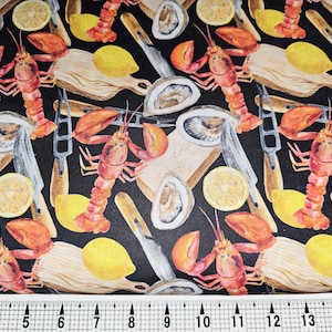 Mook Fabrics Maritime Watercolor Lobster 131430 Stof op maat gesneden/stuk: