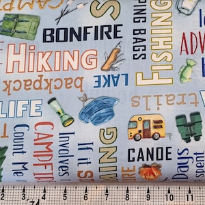 Benartex Fabrics Camping Words Live, Love, Camp 14450-54 Fabric by the Yard//Piece