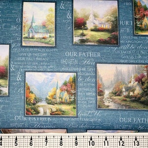 Benartex Fabrics Thomas Kinkade Hometown Chapel Patch 03038 Fabric by the Yard//Piece