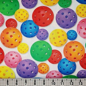 Quilting Treasures Pickleball on White 1649-29637-Z Fabric by the Yard//Piece