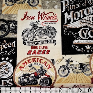 Timeless Treasures Motorcycle C8049/CD8049 Fabric by the Yard//Piece