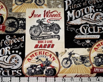 Timeless Treasures Motorcycle C8049 Fabric by the Yard//Piece