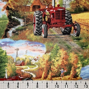 Print Concepts Farmall Tractor Scenic 10297 Fabric by the Yard//Piece