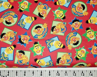 Tela Quilting Treasures de Bert y Ernie de Barrio Sésamo 1649-28549-R cortada a medida//Pieza