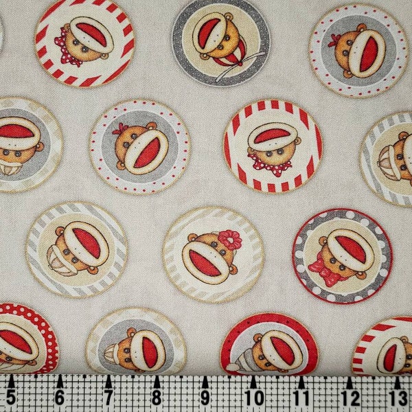 Quilting Treasures Sock Monkey Circles 1649-28367-K Fabric by the Yard/Piece