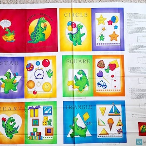 Quilting Treasures Dexter the Dinosaur Learns Shapes Book 1649-27279-X Fabric by the Panel