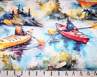 David Textiles Painterly Kayaks DX-4908-3C Fabric by the Yard//Piece