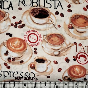 Robert Kaufman Metro Cafe Coffee 73972 Fabric by the Yard//Piece