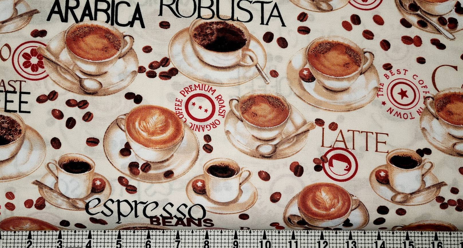 Robert Kaufman Metro Cafe Coffee 73972 Fabric by the Yard//Piece
