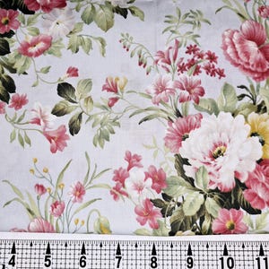 Floral on Aqua Fabric by the Yard//Piece