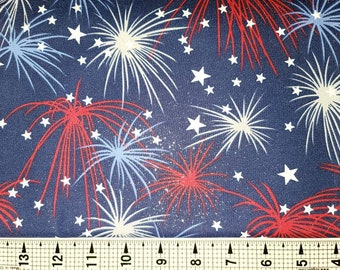 Fabric Traditions Fireworks on Navy Fabric by the Yard//Piece