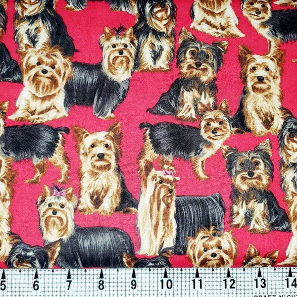 Timeless Treasures Yorkshire Terrier Dog C3574 Tissu par mètre/pièce