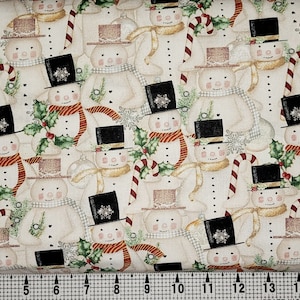 3 Wishes Fabrics French Countryside Christmas Snowmaen 20917 Fabric by the Yard//Piece