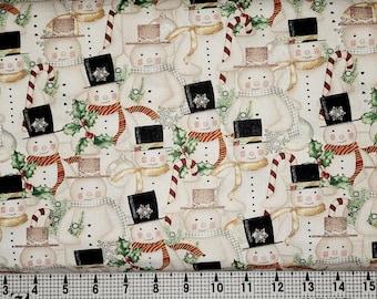Lot de 3 tissus pour voeux de Noël, campagne française, Noël Snowmaen 20917 Tissu par mètre//pièce