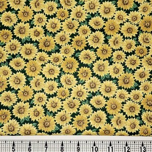 Fabric Traditions Sunflowers on Green Fabric by the Yard//Piece
