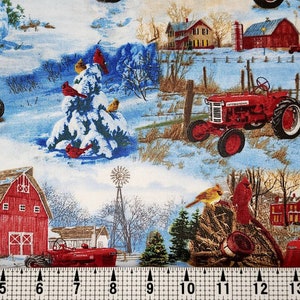 Print Concepts Farmall Snowman Landschaft 10182 Stoff Meterware // Stück