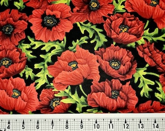 Clothworks Fabrics Poppy Poetry Y2658 Tissu par mètre/pièce