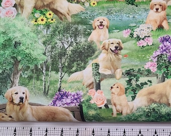 Timeless Treasures Golden Retriever Park CD2944 Fabric by the Yard/Piece