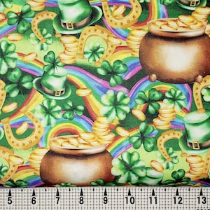 David Textiles St Patrick Pot of Gold DX-3038-1C Fabric by the Yard//Piece