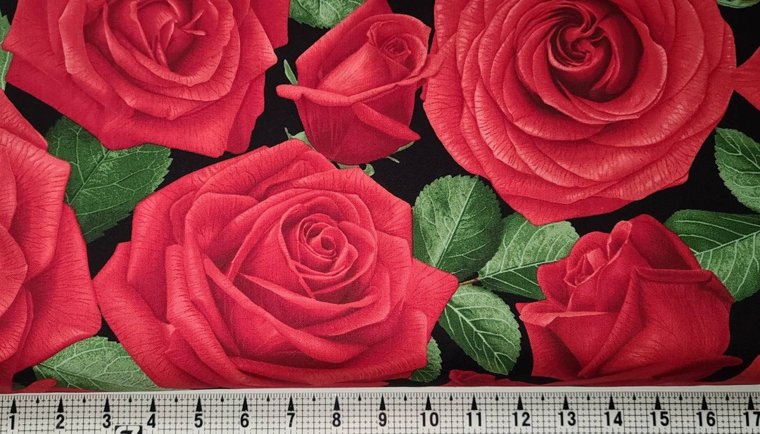 Timeless Treasures Red Roses C5045 Fabric by the Yard//piece - Etsy