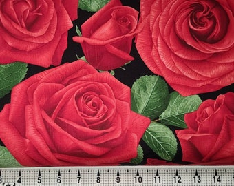 Timeless Treasures Red Roses C5045 Fabric by the Yard/Piece