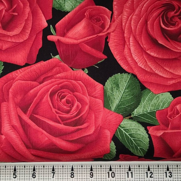 Timeless Treasures Red Roses C5045 Fabric by the Yard/Piece