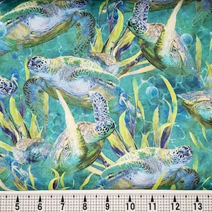 Tessuto Quilting Treasures Turtle Odyssey 1649-29433-Q tagliato su misura //Pezzo