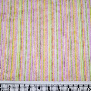 Pink Green Orange Stripe Fabric by the Yard//Piece