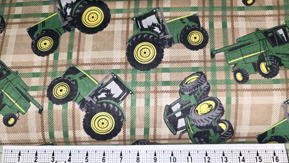 Springs Creative John Deere Tractor Brown Plaid CP54789 Fabric by