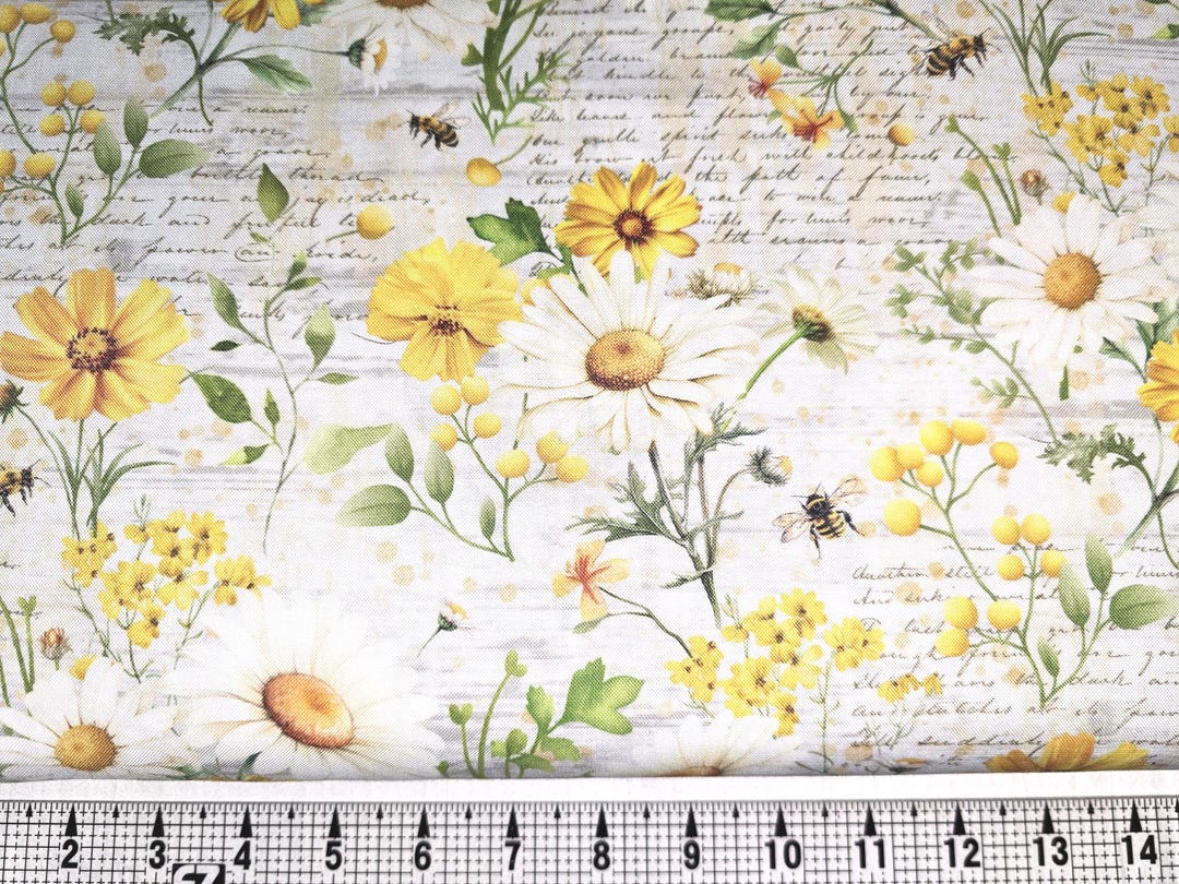 Timeless Treasures Daisies and Sunflowers With Text CD3881 Fabric by ...