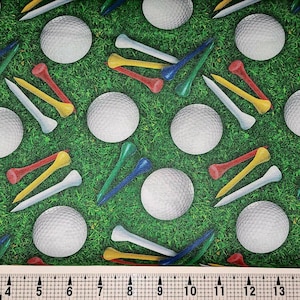 David Textiles Golf Balls and Tees DX-3097-1C Fabric by the Yard/Piece