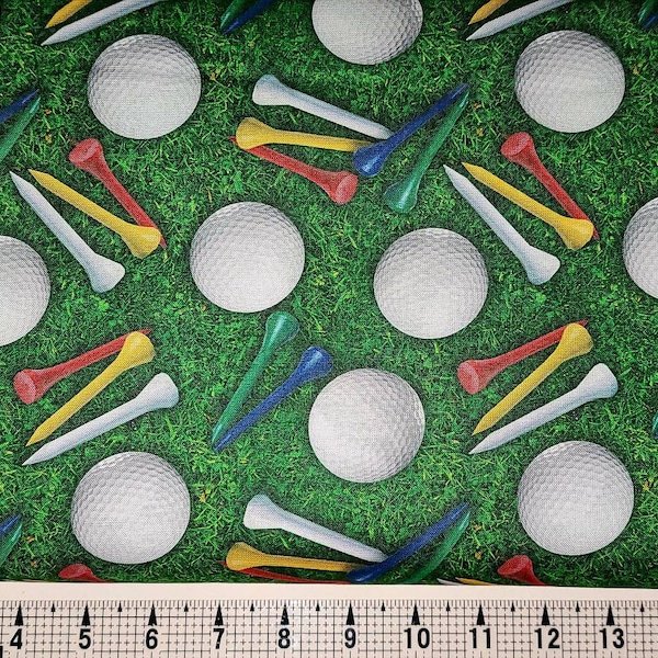 David Textiles Golf Balls and Tees DX-3097-1C Fabric by the Yard/Piece