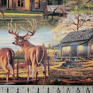 David Textiles Deer at the Lodge AL-3455-7C Fabric by the Yard//Piece