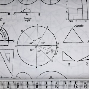 Riley Blake Old School Math Graphs on White C14963 Fabric by the Yard//Piece