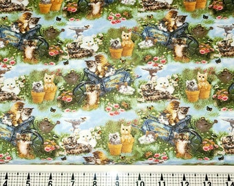 Henry Glass Kittens in the Garden 9992 Fabric by the Yard//Piece