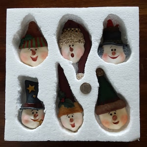 Resin Snowman Ornaments with Hats Lot of 6 Flat Backs
